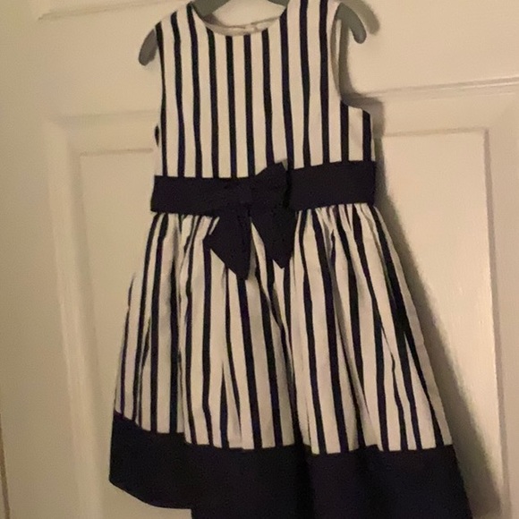 Navy blue and white stripe dress - Picture 1 of 2